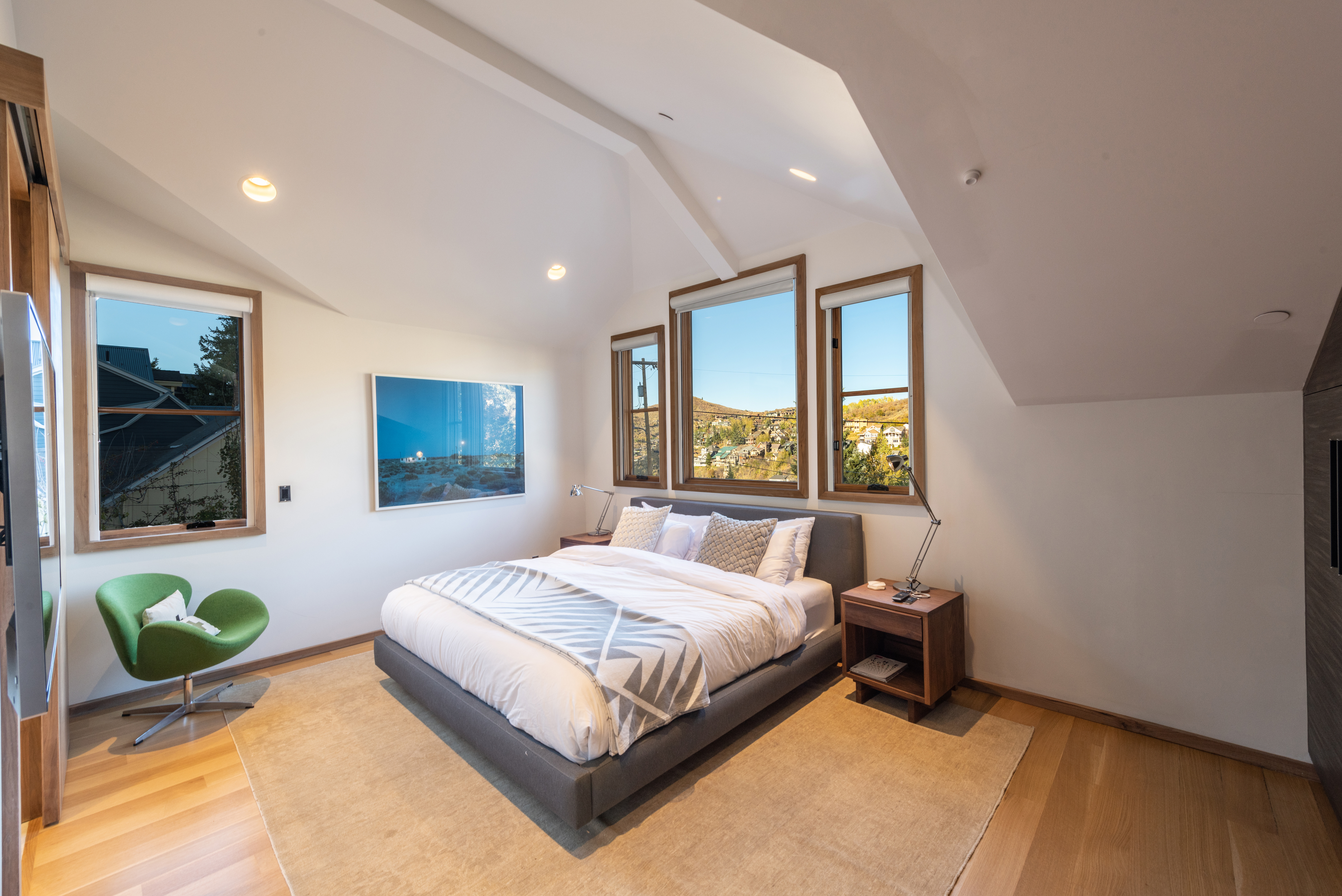 Master bedroom with king, views of Historic Main Street