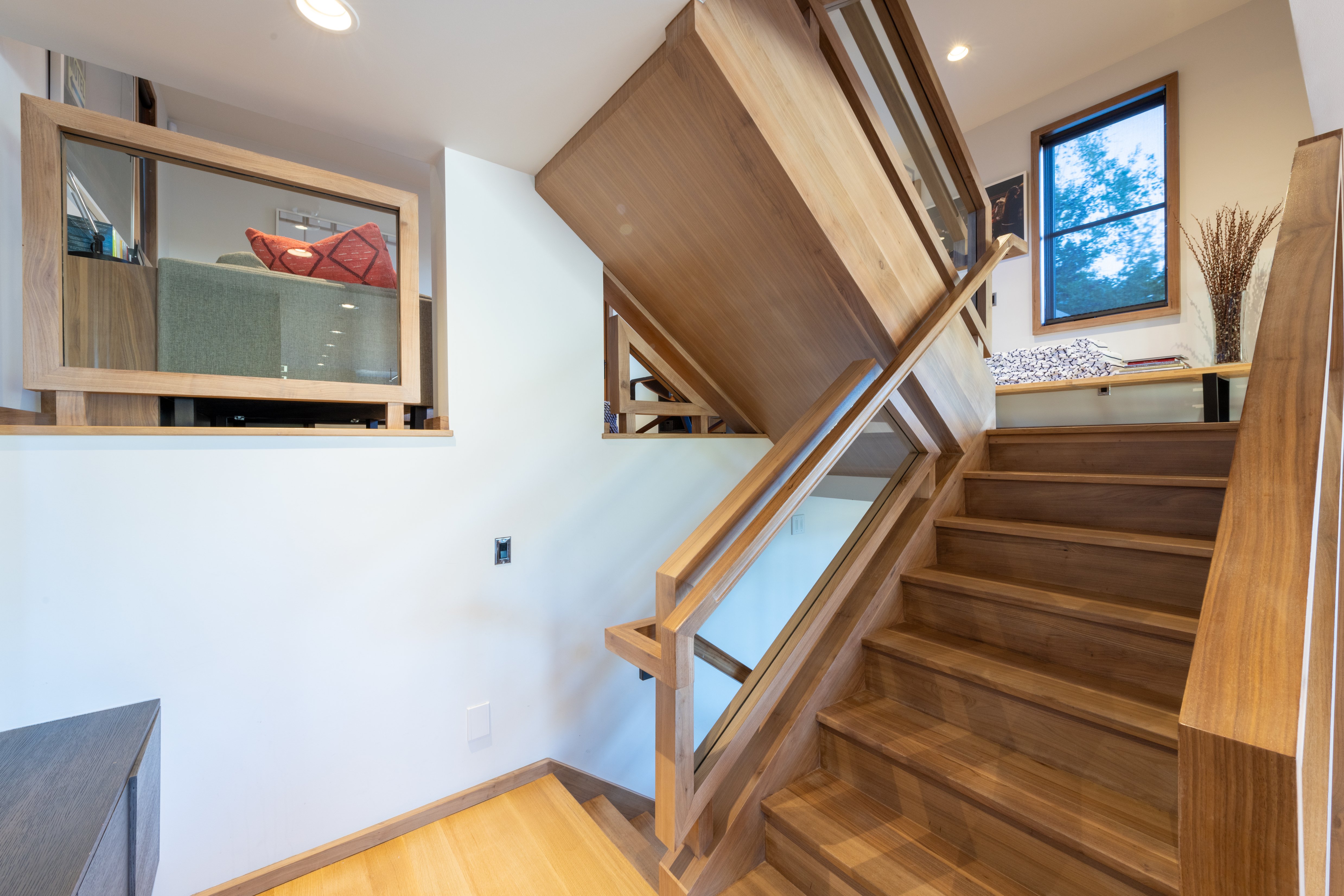 Stairs from great room to family room