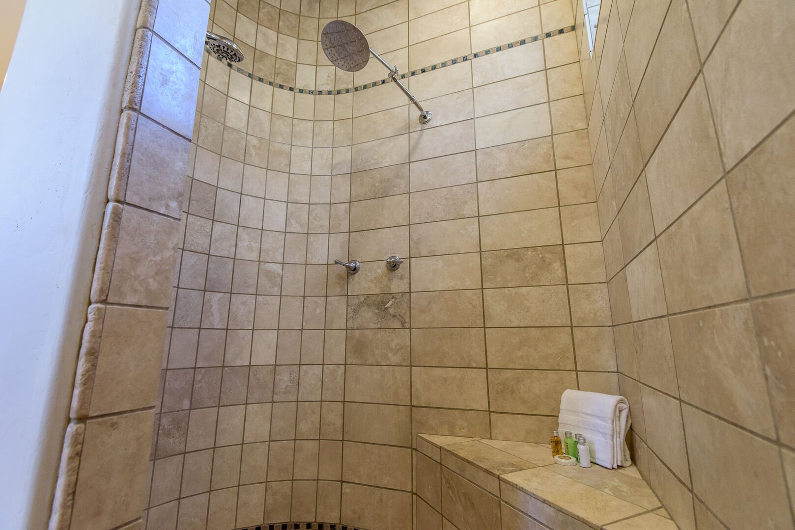 Master Bath Walk-in Shower with Two Shower Heads
