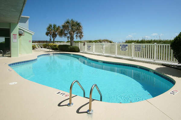 Paradise Pointe 12E - oceanfront condo in Cherry Grove Beach in North Myrtle Beach | pool view 2 | Thomas Beach Vacations