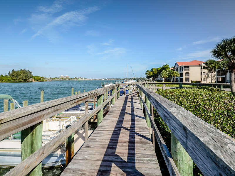 boat dock view just outside this new smyrna beach condo rental