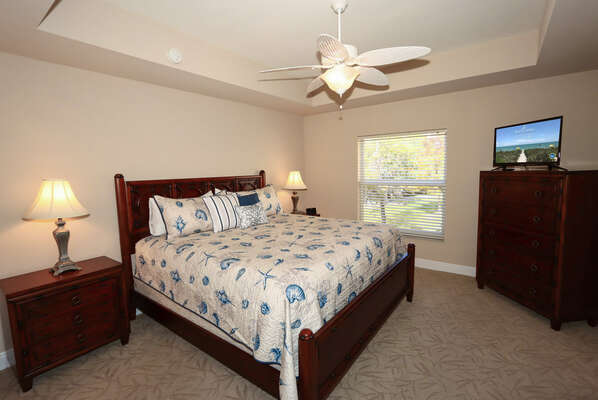 Master Bedroom with king bed and smart TV