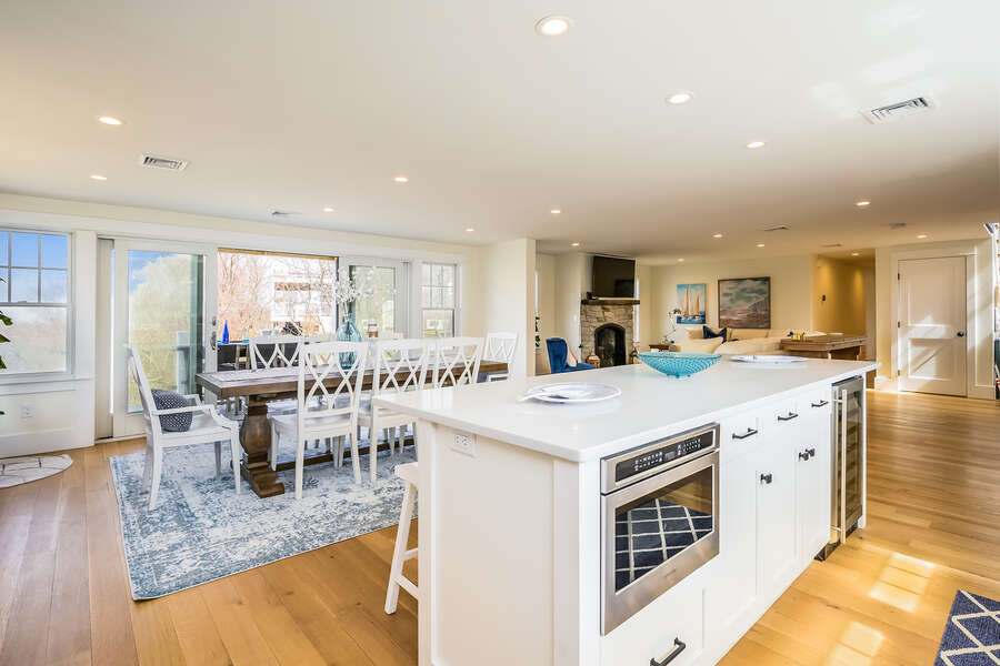 Kitchen open to dining area for effortless serving - 74 E Bay View Road Dennis Cape Cod - New England Vacation Rentals