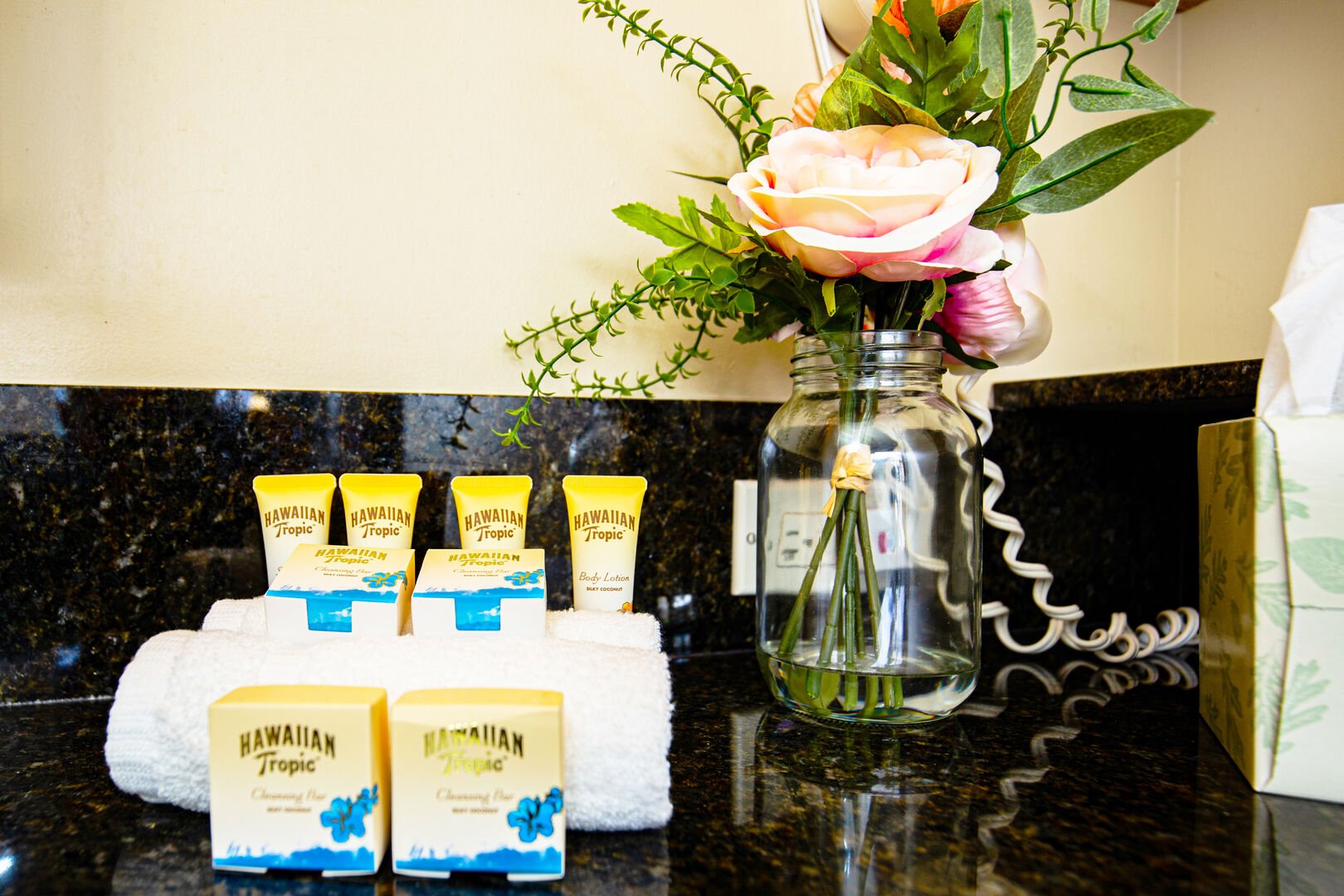 We provide a welcome starter kit of toiletries (we don't provide toiletries for the entire stay)
