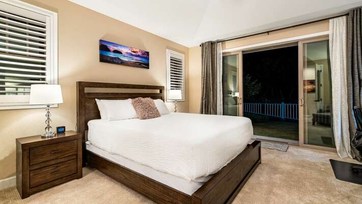 Main bedroom with King bed and lanai access