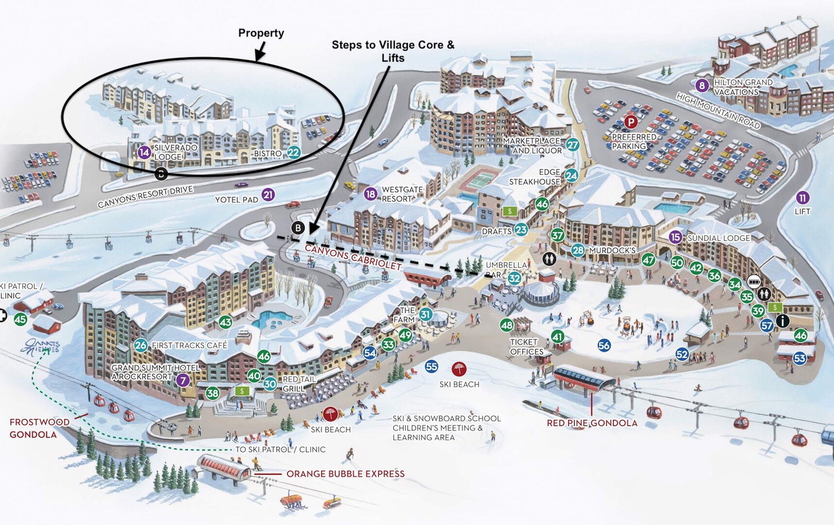 Steps take you from the property to the canyons village core and skiing