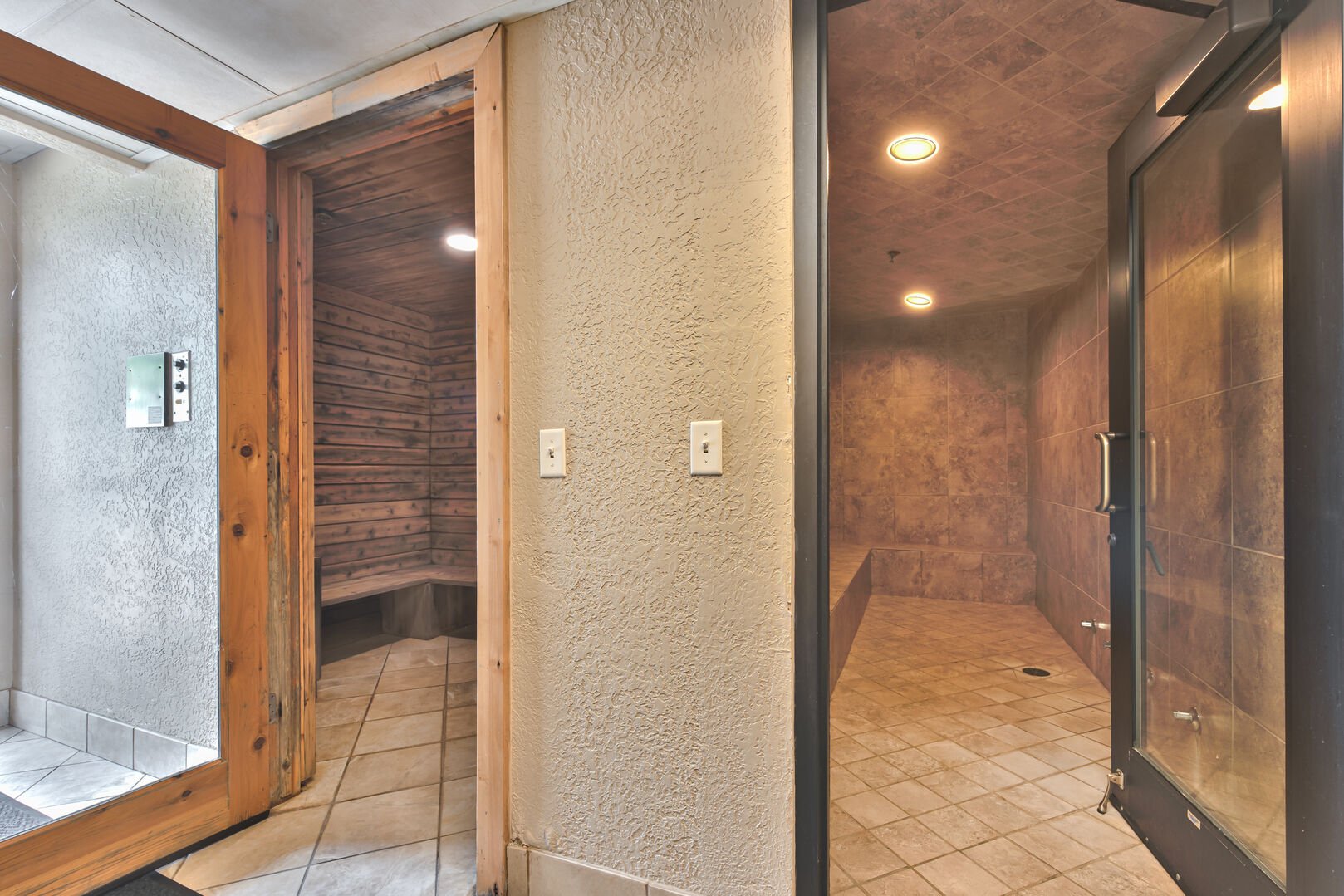 Both sauna and steam room area available