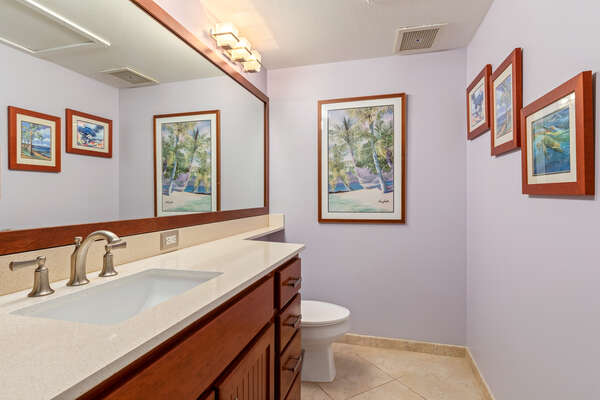 Bathroom 2 with Vanity and Lavender Walls