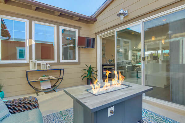 Private Outdoor Living Room with Fire Pit and TV - Third Floor