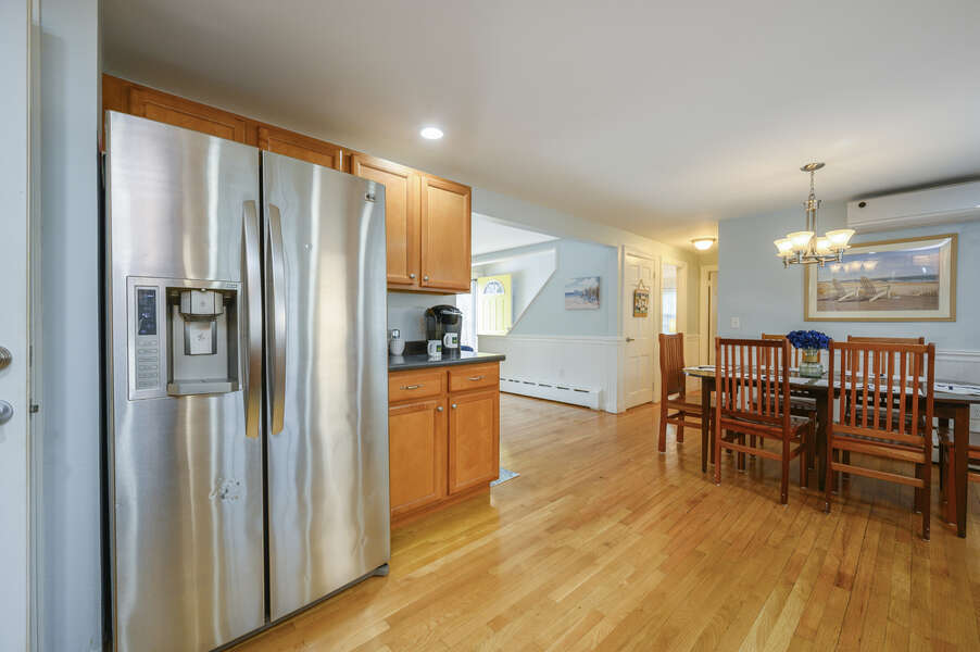 Kitchen with view of dining and hallway-50 Foster Road Hyannis Cape Cod- New England Vacation Rentals