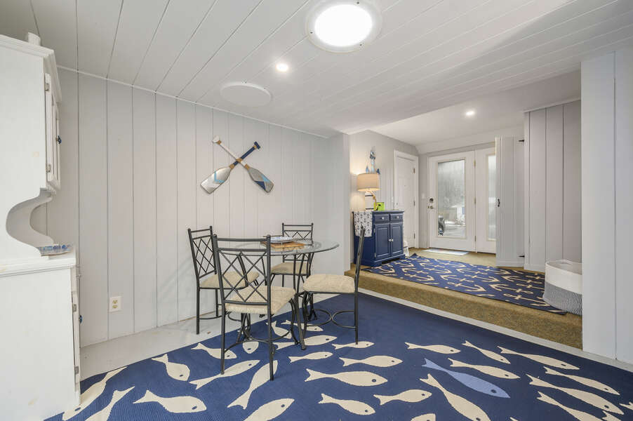 Enter this home via this fun coastal accented sun room-50 Foster Road Hyannis Cape Cod- New England Vacation Rentals