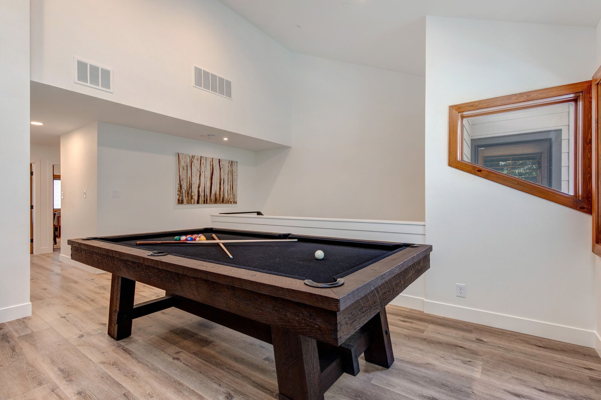 Upstairs living room with Full Size Pool Table
