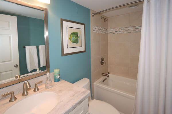 Guest bathroom with tub/shower combination