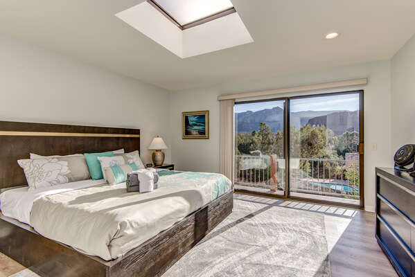 Main Level Master Bedroom with a King Bed and Gorgeous Red Rock Views