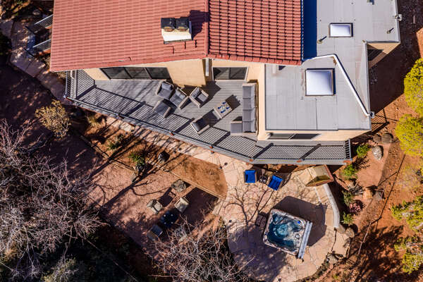 Aerial View of Backyard and Deck