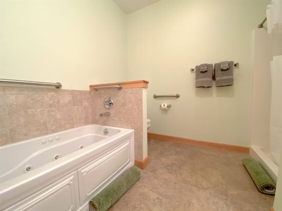 Large soaking tub in master bathroom