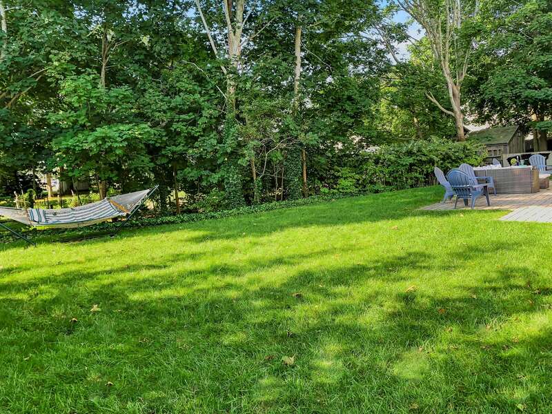 Back yard for games or relaxing in the hammock- 445 Lower County Rd Harwich- Cape Cod- New England Vacation Rentals.