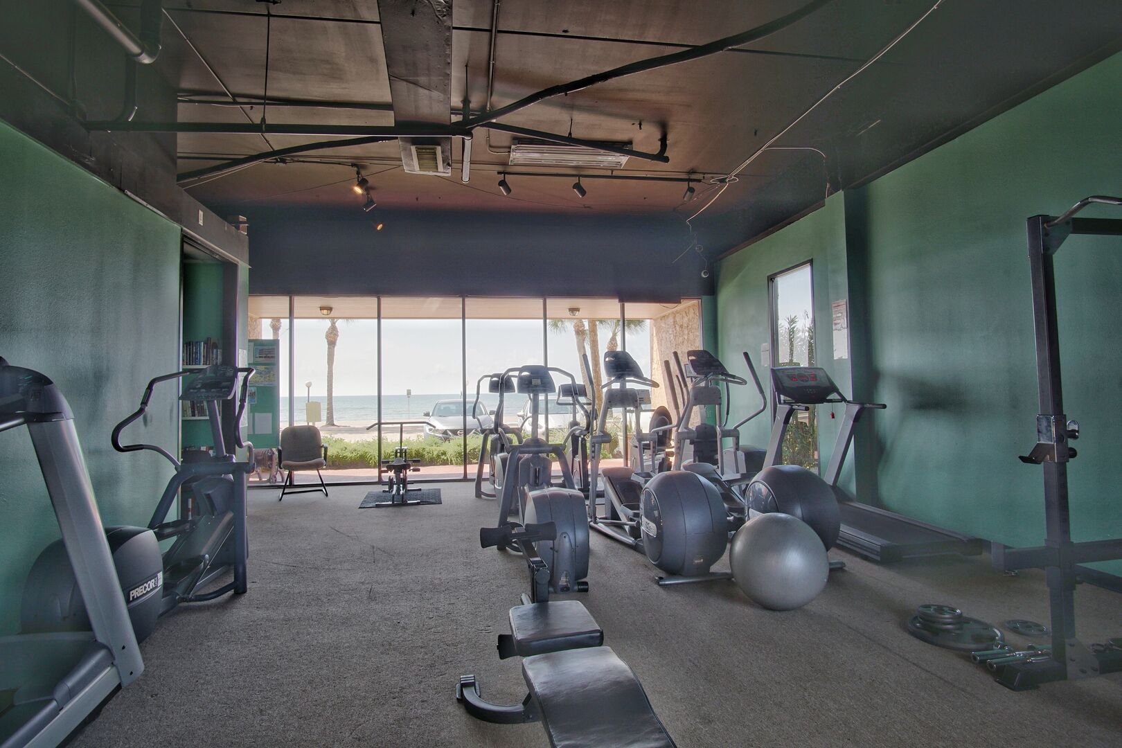 FITNESS CENTER LOCATED IN THE FRONT OF THE BUILDING.