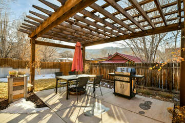 Outdoor Dining Set and BBQ Grill in the Private Patio.
