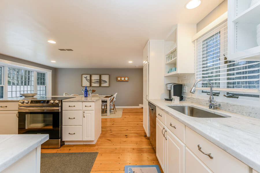 Another view of the large open kitchen/ Dining room-75 Pinewood Rd Hyannis Cape Cod- New England Vacation Rentals