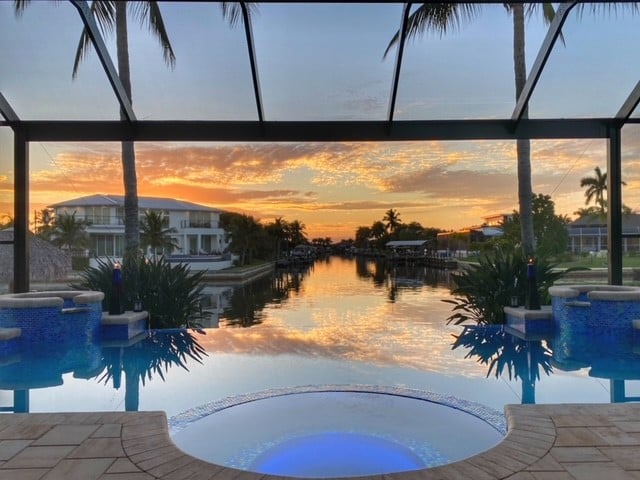 Heated infinity pool vacation rental in Cape Coral, Florida