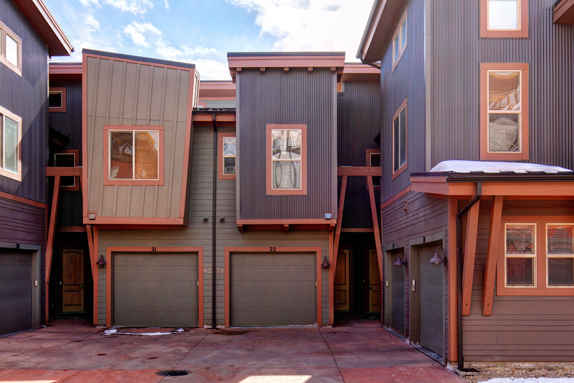 Front Exterior View and Private one car garage