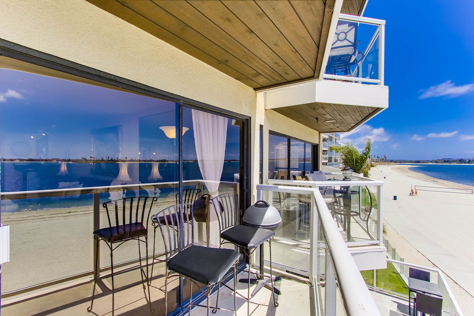 Balcony to the bay with seating for 2