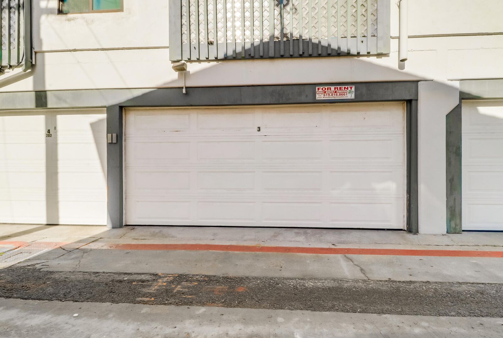 Closed garage door for parking