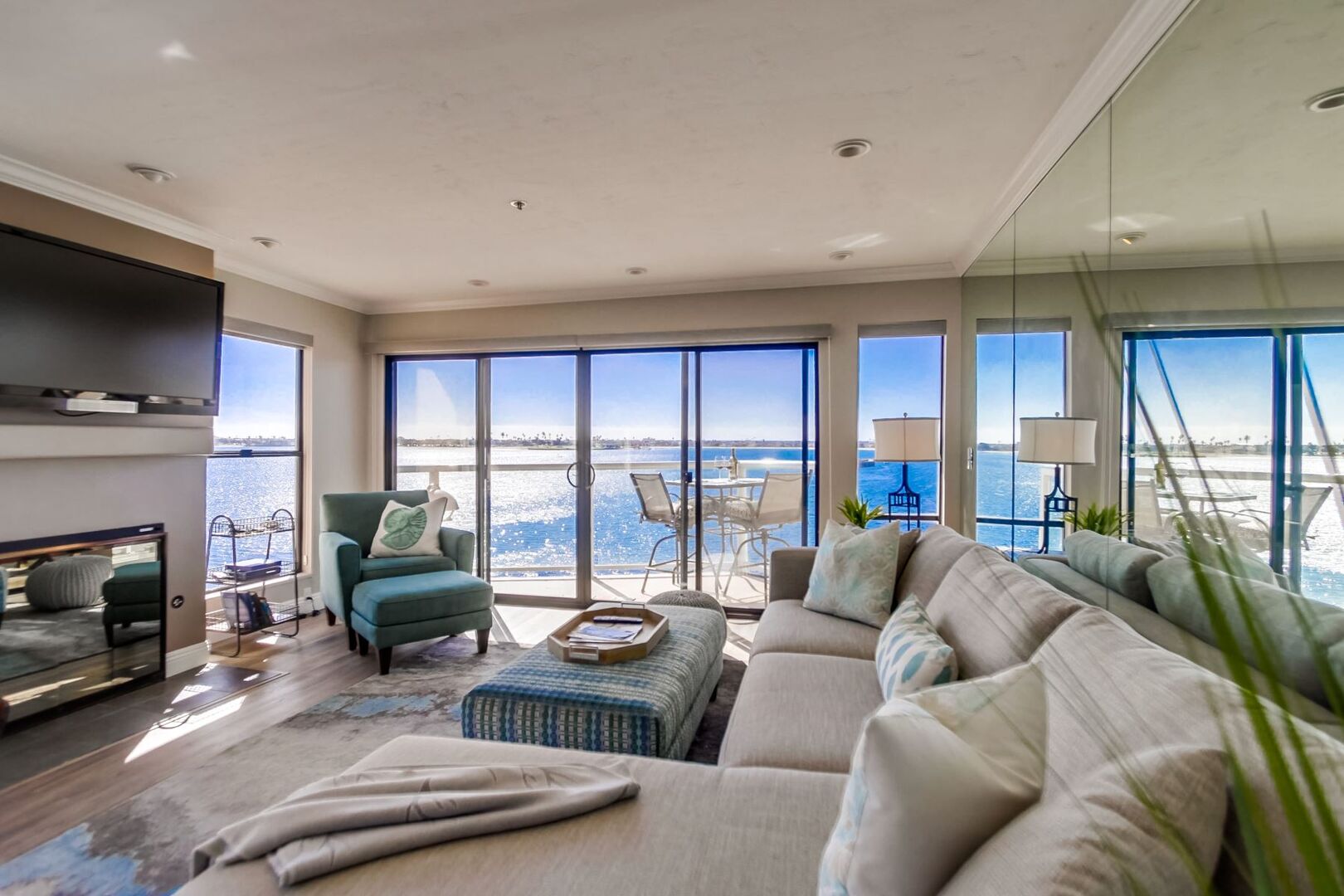 Living room with stunning views of the bay