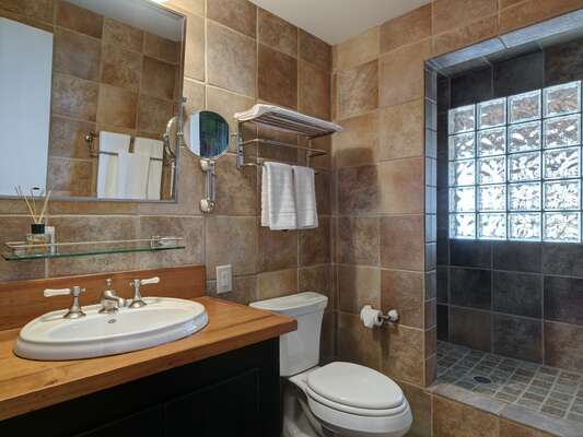 Lower Level Shared Bathroom with shower