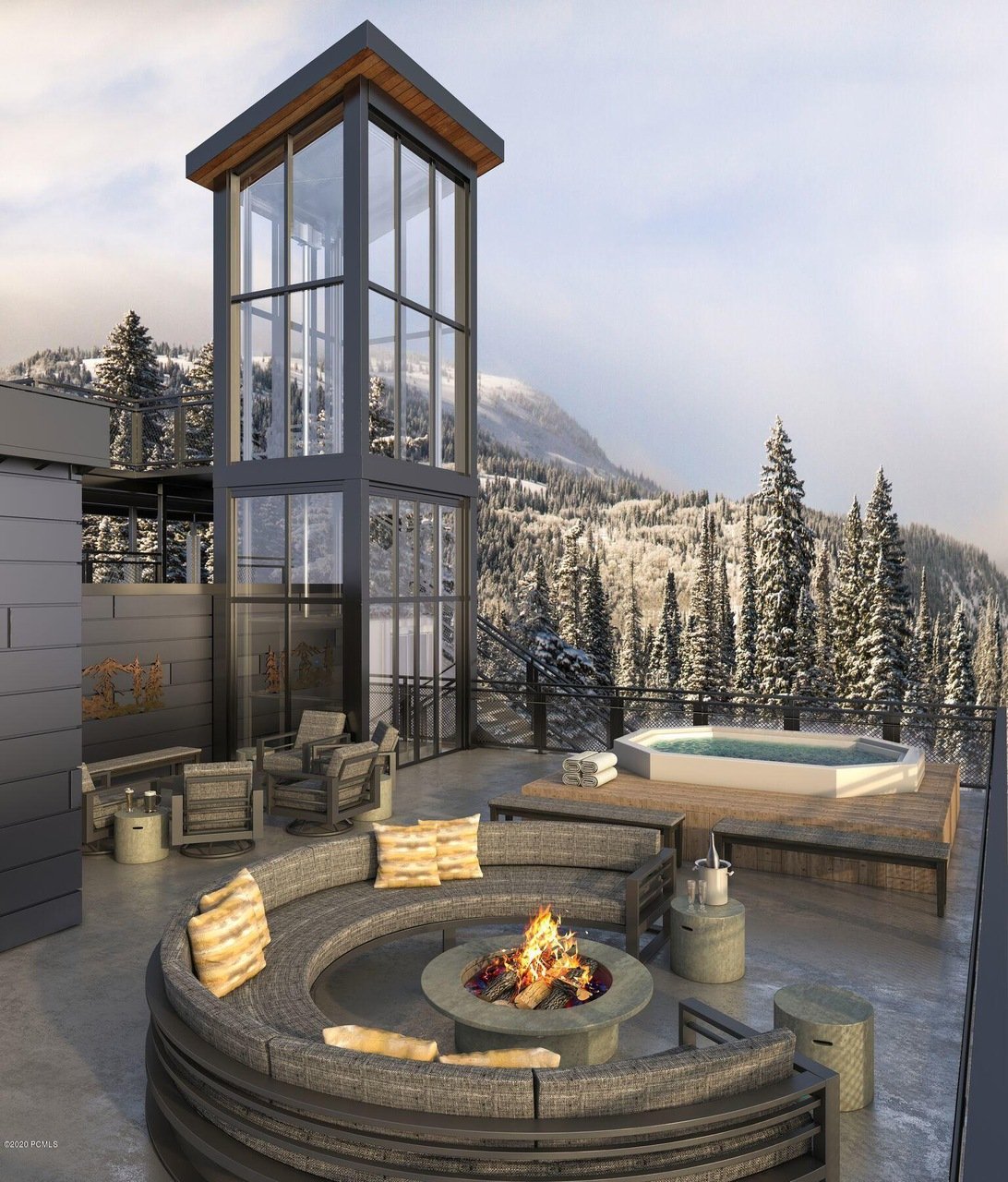 Ski Tower - Communal Patio with Outdoor Seating and Fire Pit, and an Oversized Hot Tub