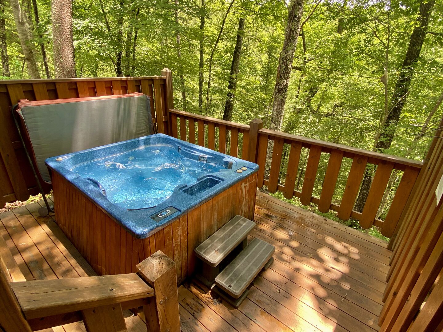 Relax in the Hot tub while enjoying the sounds of natural from the Second Level Deck