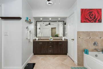 EN-SUITE MASTER BATHROOM
(jacuzzi tub, oversized walk-in shower, separate toilet room, double vanity sink)