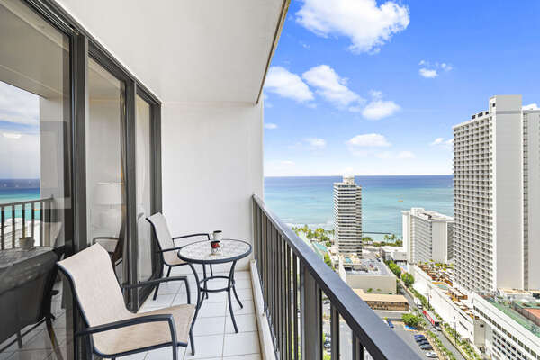 Enjoy the glimpse of the ocean from your own private lanai!