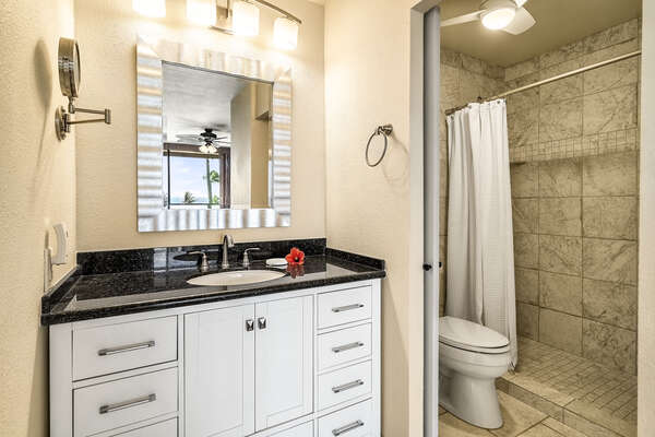 Main En-suite bathroom with Walk-in Shower and Vanity