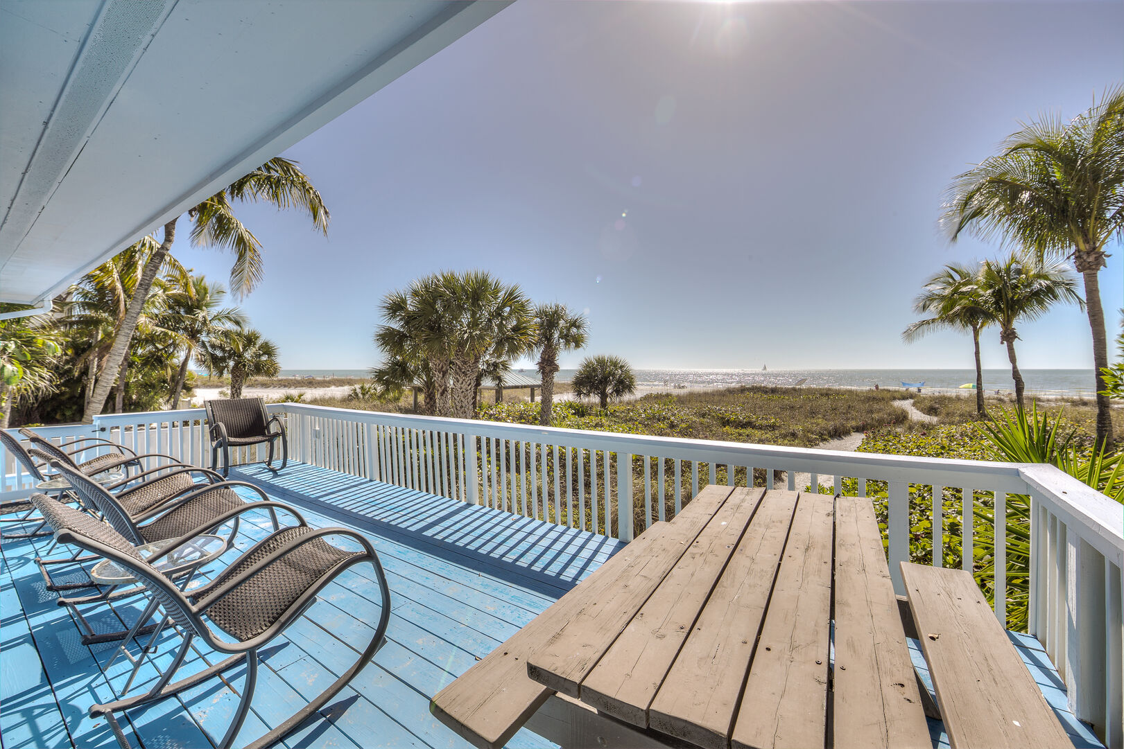 Patio with Ample Seating at Fort Myers Beach Rentals Gulf Front
