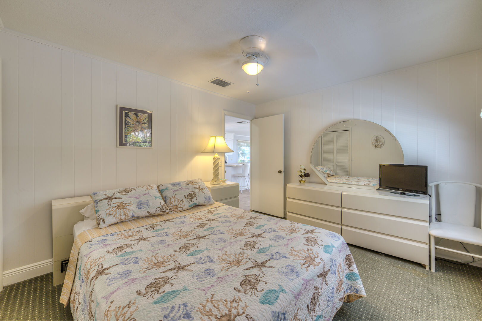 Bedroom with Carpet at Fort Myers Beach Rentals Gulf Front