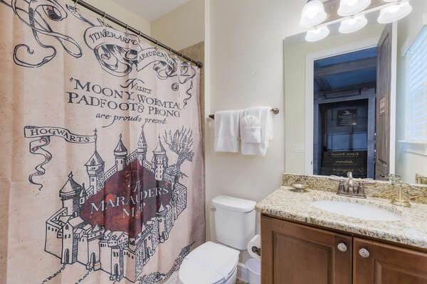 Bathroom attached to the wizard-inspired bedroom