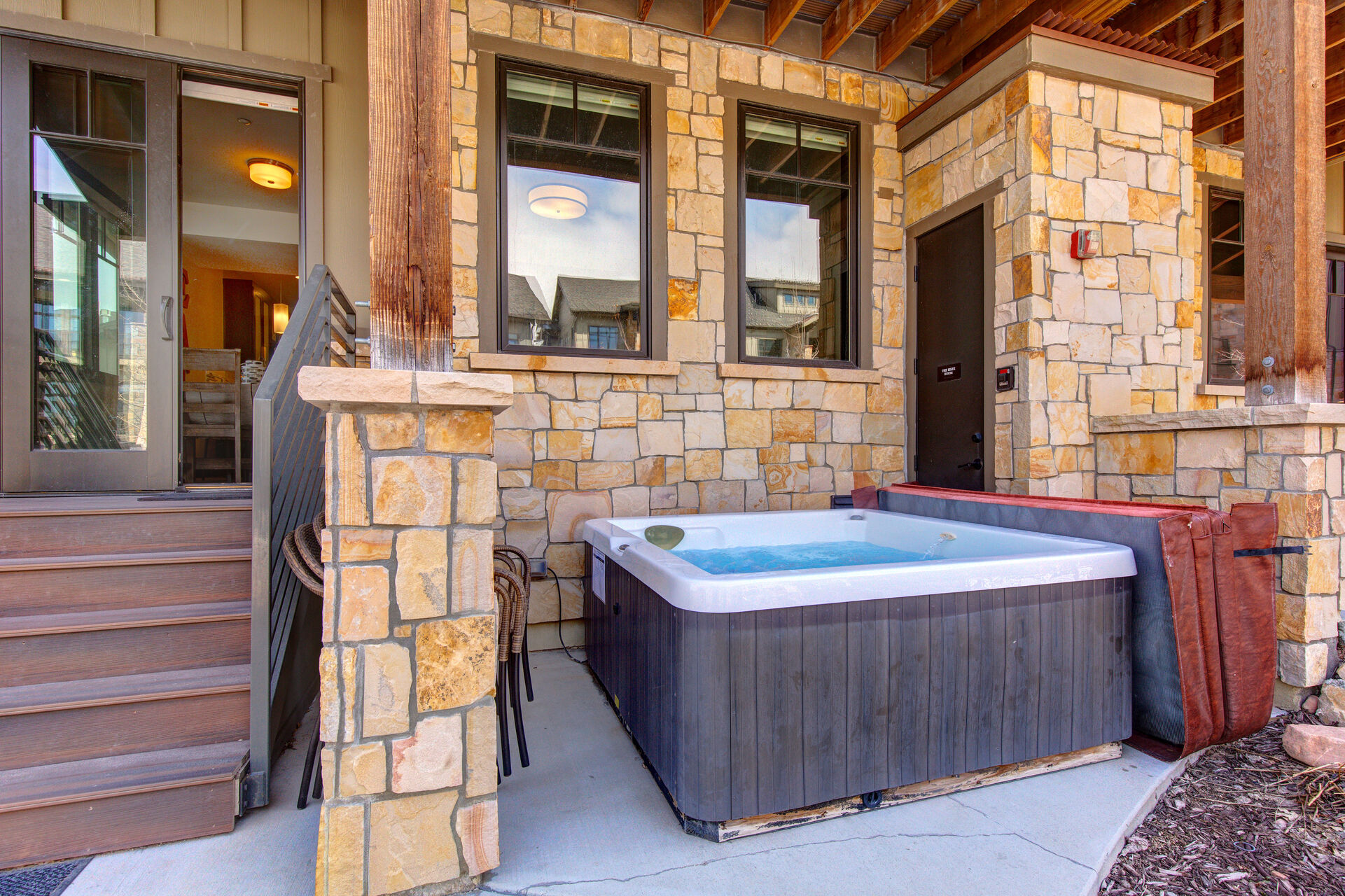 Main Level Private Hot Tub Patio off of Dining Room