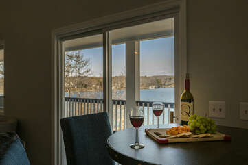 Relax at night by any of the large windows overlooking the lake