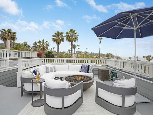 Large Roof Deck w/ Ocean Views, Plush Seating & Fire Pit