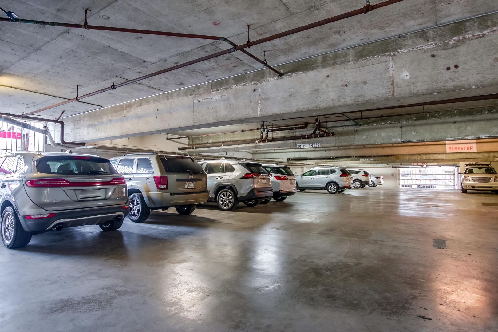 1 designated parking space in the parking garage
