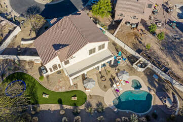 A bird's eye view of our splendid home and backyard paradise.