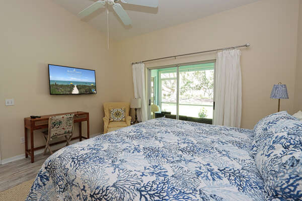 Master Bedroom with king bed, lanai access and smart TV
