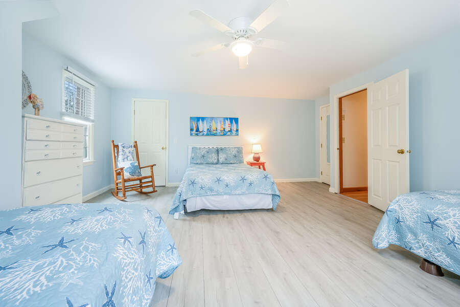 Bedroom #3 with 1 double bed and 2 twins and closet and dresser-46 Har-Wood Ave Harwich- Cape Cod- New England Vacation Rentals
