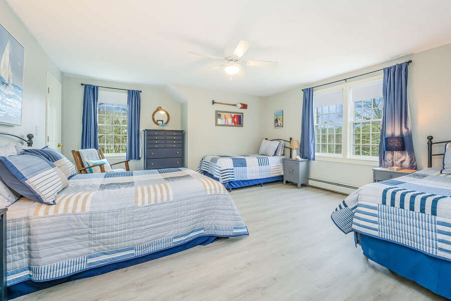 Bedroom #4 with 1 double bed and 2 twins and dresser-46 Har-Wood Ave Harwich- Cape Cod- New England Vacation Rentals