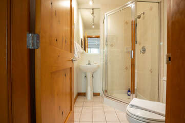 Main level bathroom with walk-in shower