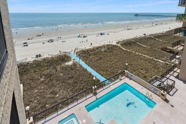 Buena Vista Plaza 802 - oceanfront condo in Cherry Grove Beach, North Myrtle Beach |pool and ocean view | Thomas Beach Vacations
