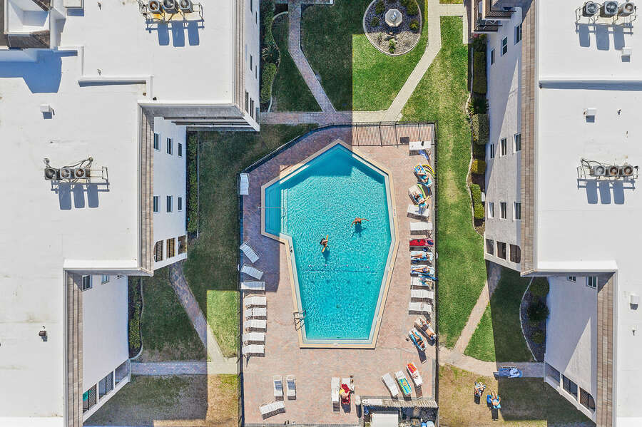 A bird view of the swimming pool