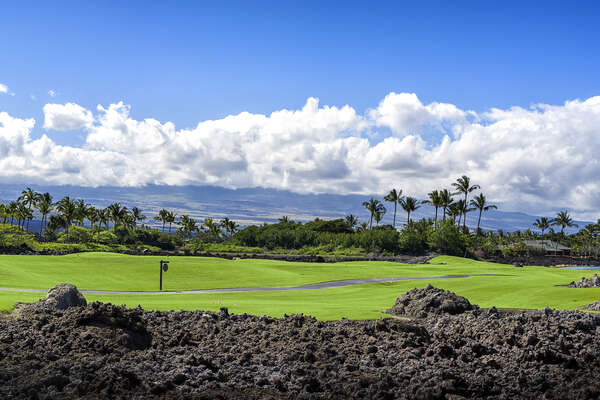 Golf Course and Mountain Views from the Private Lanai at Golf Villas at Mauna Lani H22